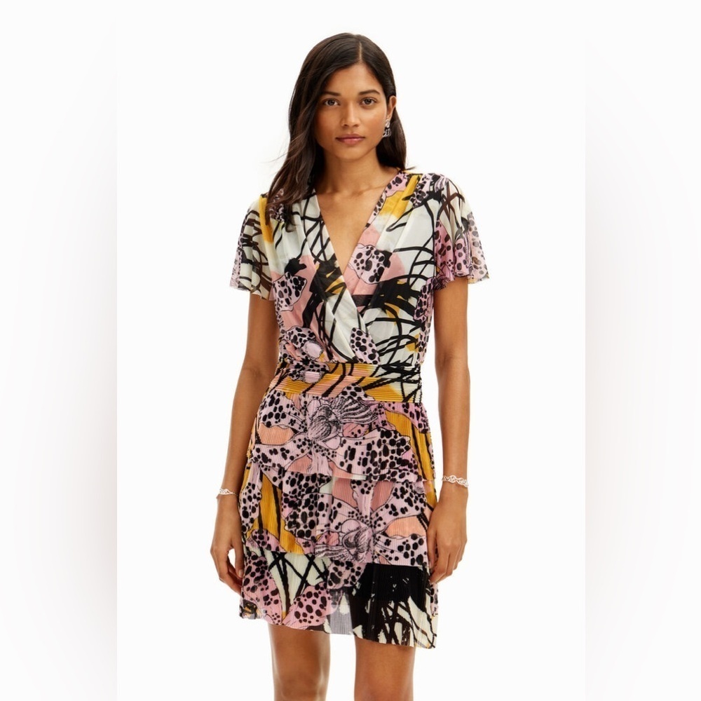 Desigual x Christian Lacroix Orchid Mesh Mini Dress